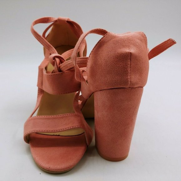 Womans High Heel Pink Ankle Tie‎ Sandal 39 - Picture 4 of 9